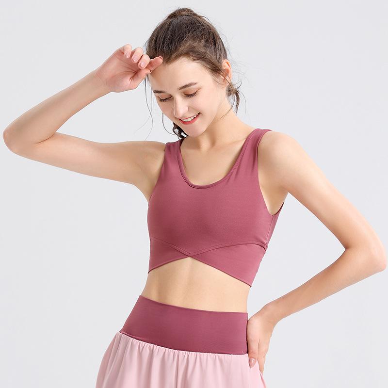 タンクトップ レディース 吸汗速乾 ノンワイヤー ストレスフリー クロスバック 美背デザイン クロップド丈 パッド入り ホールド感 ヨガ フィットネス ランニング トレーニング スポブラ スリムフィット