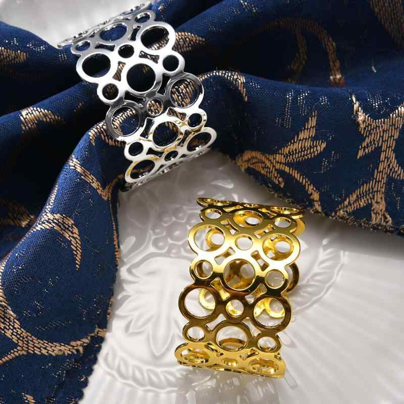 ナプキンリング メタル製 洋風 円形 パール風 水滴型 宴会 ホテル レストラン パーティー テーブルデコレーション 電気メッキ加工 ゴールド シルバー(x6)