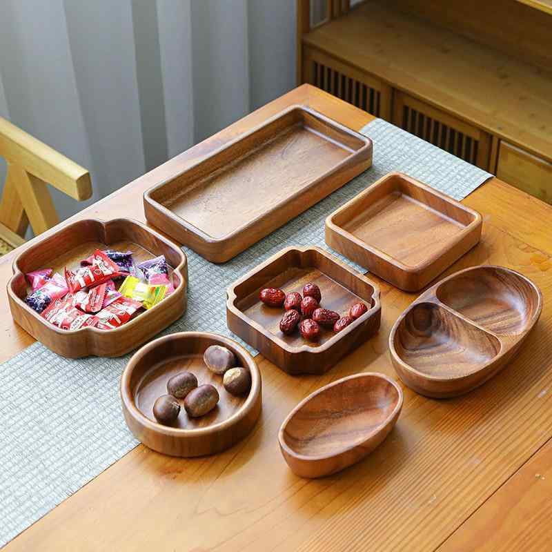 トレイ ウォールナット 木製 和風 長方形 お盆 プレート おしゃれ 北欧風 ティー フルーツ ピザ ホテル 業務用 カフェ 食卓 多用途 ギフト