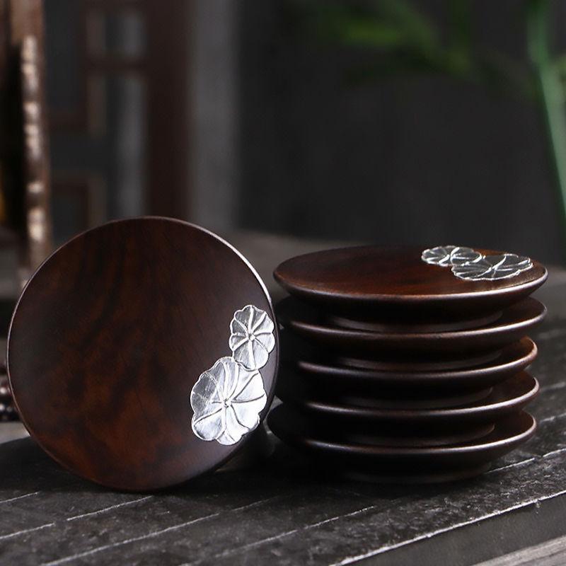 コースター 隔熱 滑り止め 耐熱 黒檀 無垢材 木製 天然木 茶托 功夫茶器 コーヒー マグカップ グラス用..