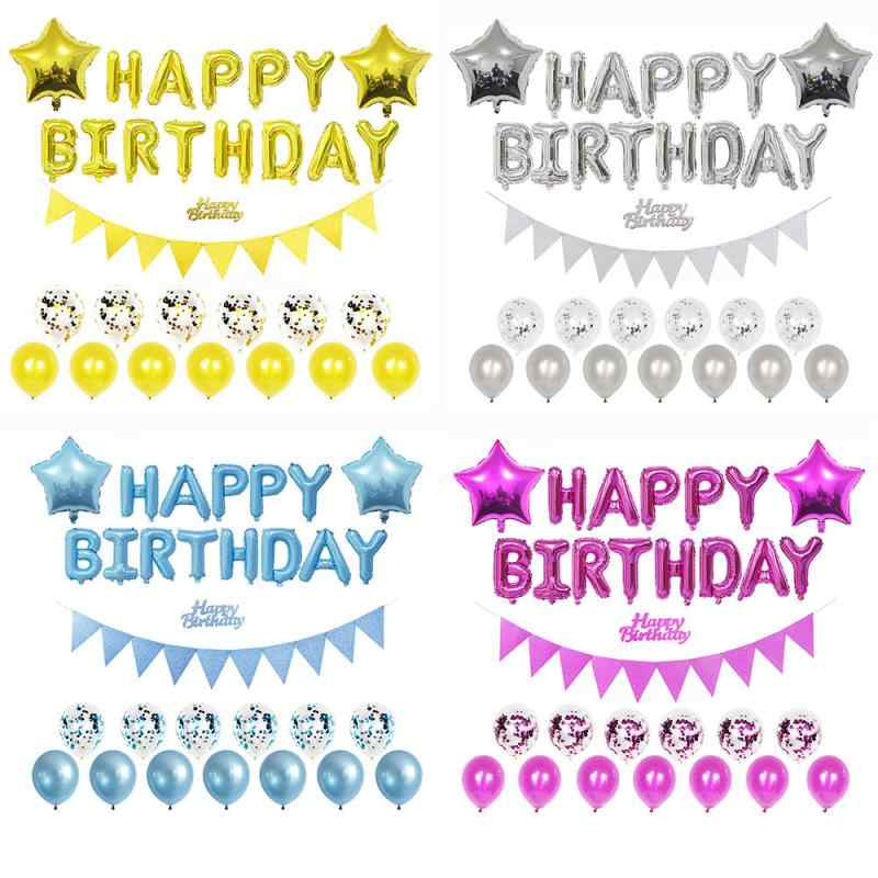パーティー飾り付け 誕生日 バースデー アルファベット 文字 星 スター バルーン 風船 紙吹雪 ガーランド フラッグ バナー ケーキトッパー 豪華 華やか カ...