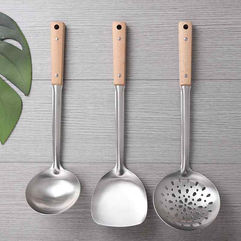 調理器具セット 高耐久 ステンレス製 フライ返し ターナー お玉 穴じゃくし ブナ材 木製ハンドル 家庭..