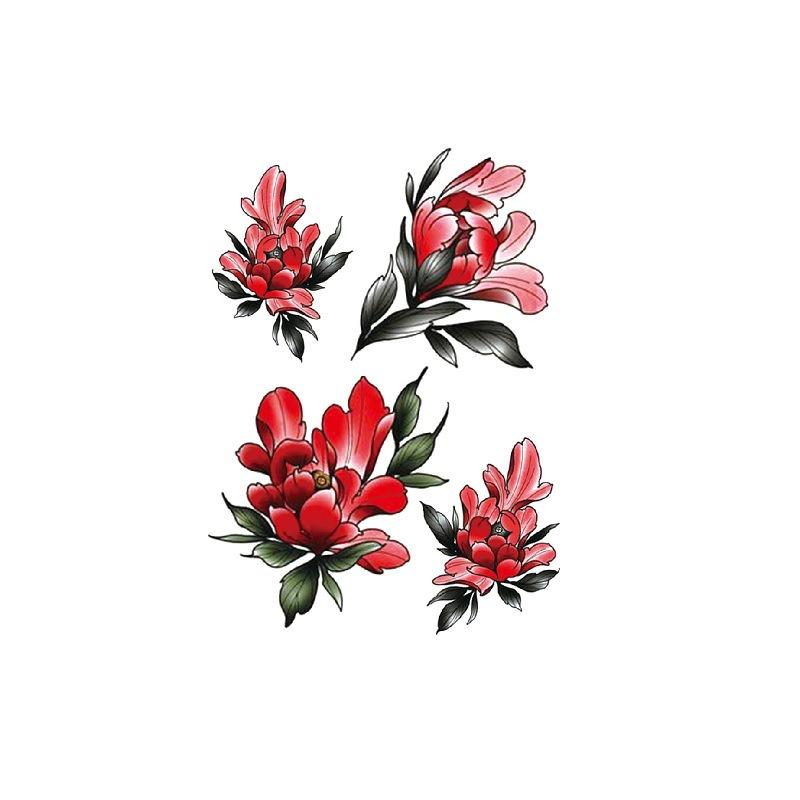 タトゥーシール 防水 大判 水転写 中国風 水彩花柄 撮影 イベント フェス コスプレ ボディーアート 仮..