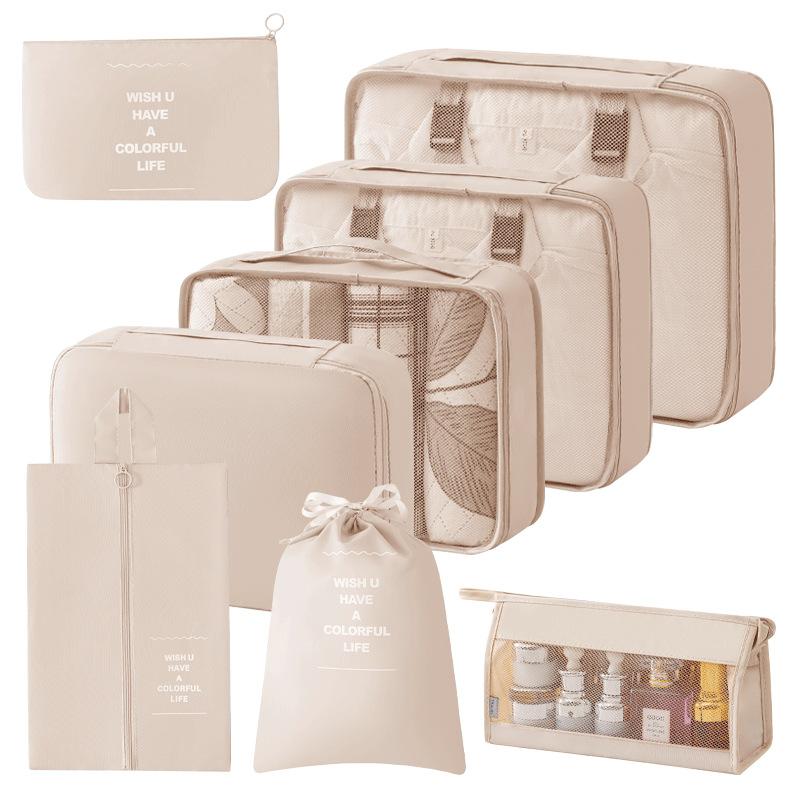 トラベルポーチ レディース 韓国風 シンプル 大容量 防水 出張 旅行 洗面用具入れ 整理整頓 多機能 持ち運びに便利 PP素材 8点セット 豊富なカラー展開