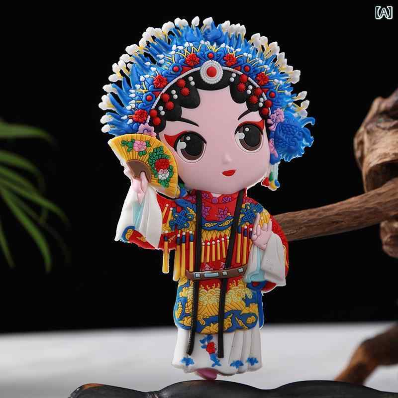 モズラボの冷蔵庫マグネット 立体 京劇隈取 デフォルメ 中国伝統文化 クラシックデザイン 合成樹脂製 多種類 キャラクター 縁起物 ビジネスギフト 記念品 お土産 プレゼント｜アングル2