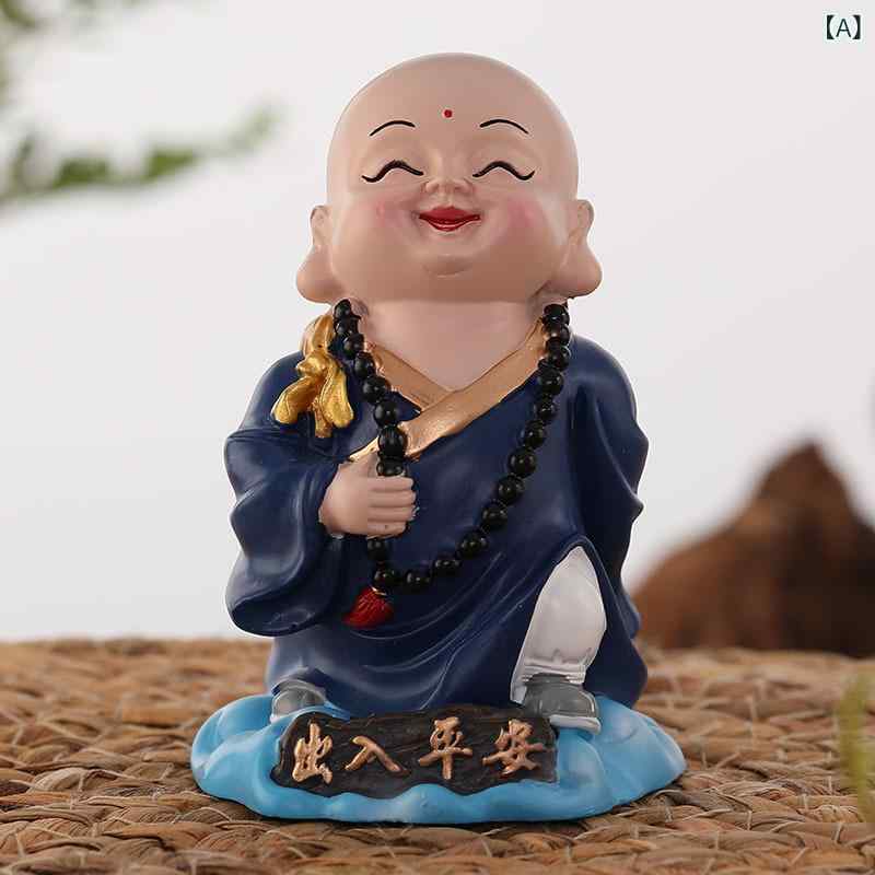 工芸品 中国風 レジン製 小坊主 置物 オブジェ 飾り物 縁起物 開運 招福 幸運 インテリア雑貨 和室 玄..