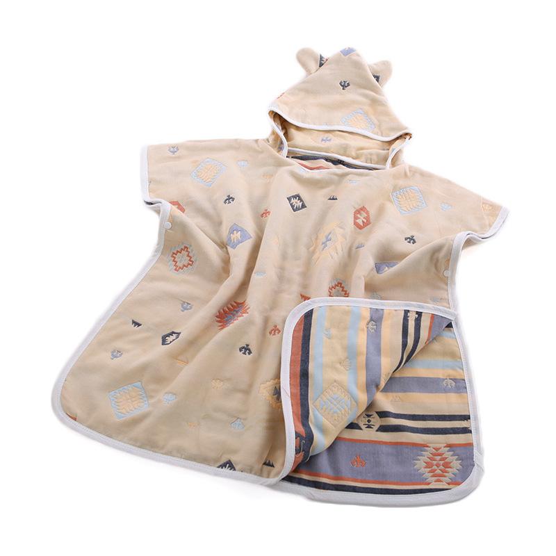 タオル ベビー 多層 ガーゼ フード付き ポンチョ バスタオル 60番手 吸水速乾 肌に優しい かわいい 赤ちゃん用 お風呂上がり プール 水遊び 着替え