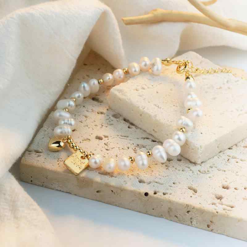 ブレスレット レディース 個性的デザイン 幸運のハート バロックパール 淡水パール 電気メッキ加工 高級感 かわいい カジュアル 日韓スタイル ギフト プレゼン...