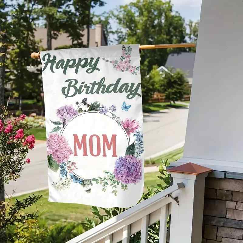 旗 母の日 お祝い プリント ガーデン 庭 ベランダ 屋外 イベント パーティー 装飾 ポリエステル製 マルチカラー 30cm×45cm(x2)