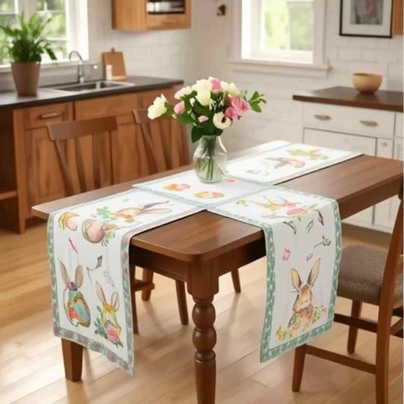 テーブルランナー クリスマス 麻 リネン ポリエステル 花柄 チェック柄 プリント サンタ トナカイ 食卓 テーブル デコレーション 飾り カントリー風 おしゃれ パーティー