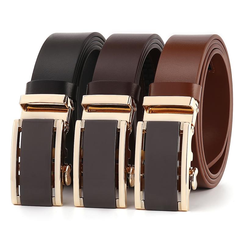 ベルト メンズ 自動バックル 本革 牛革 レザー 亜鉛合金 ビジネス フォーマル 通勤用 高級感 ブラック ..