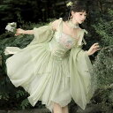 ワンピース レディース 爽やか 春夏 チャイナ風 改良漢服デザイン 羽根袖 キャミワンピース セットアップ 普段着 カジュアル