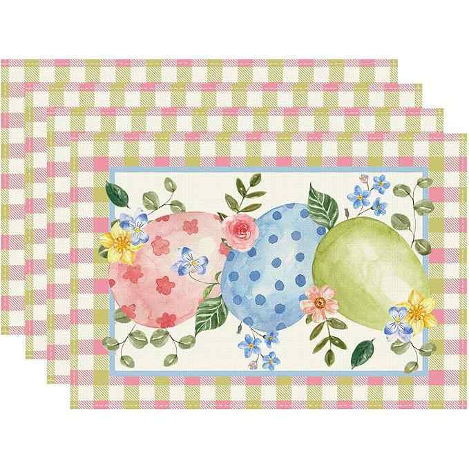 プレースマット イースター うさぎ ニンジン柄 パーティー キッチン ダイニング 食卓 リビング用 ポリ..