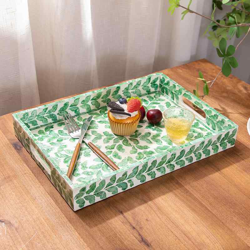 フルーツバスケット ベトナム 貝殻細工 シェル象嵌 和風 モダン おしゃれ リビング 卓上 家庭用 お菓子 デザート スナック パン 果物 収納トレイ