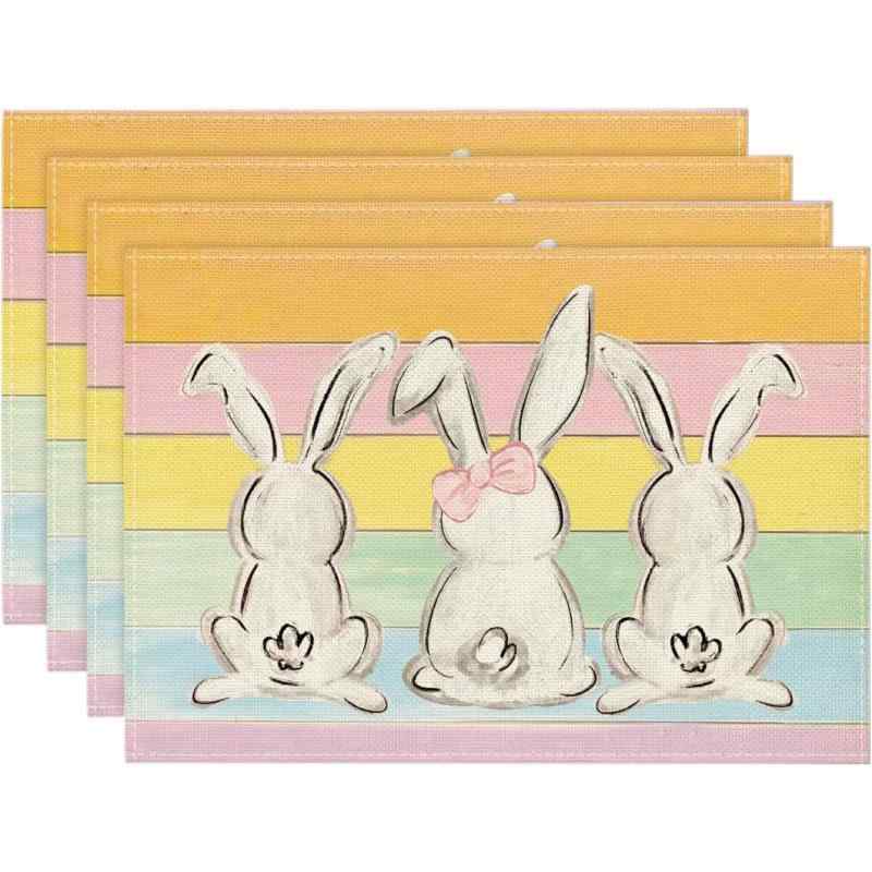 ランチョンマット イースター うさぎとニンジン柄 イベント パーティー 食卓 テーブルマット プレイス..