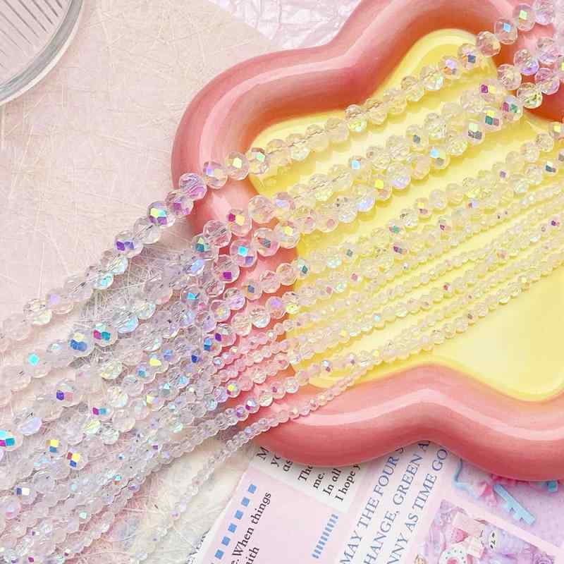 ビーズ 高品質 ABカラー アクリル フラットビーズ ホイールビーズ 4mm 6mm 8mm DIY 手芸 ハンドメイド ..