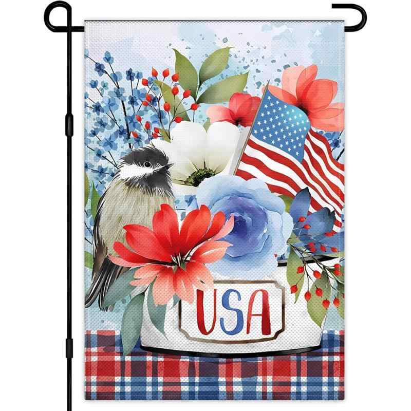 フラッグ 愛国 メモリアルデー 独立記念日 ガーデンフラッグ リネン素材 庭用 屋外 装飾 イベント飾り(..