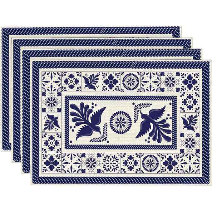 ランチョンマット クリスマス コースター 麻調 ポリエステル製 断熱 耐熱 おしゃれ 4枚組 食卓用 リビング ダイニング テーブルウェア デコレーション インテリア雑貨(x4)