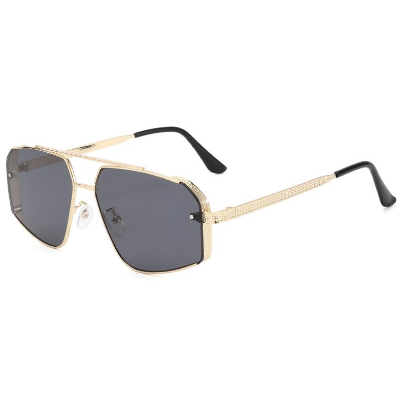 サングラス メンズ レディース UV400カット 紫外線対策 金属フレーム ダブルブリッジ ビッグフレーム 個性派 異形デザイン おしゃれ PCレンズ 旅行 ドライブ サイクリング レジャー アウトドア ファッション小物