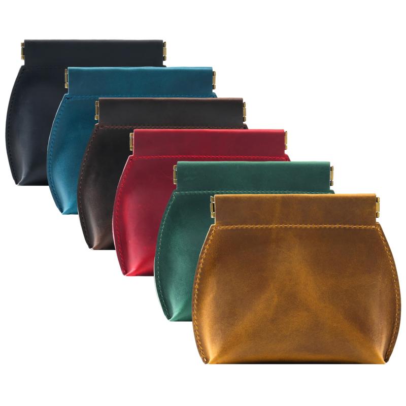 小銭入れ 男女兼用 大容量 バネ口 本革 牛革 日常使い コインケース アクセサリー ジュエリー コスメ 化粧品 小物 収納 整理 レトロ 欧米風 無地