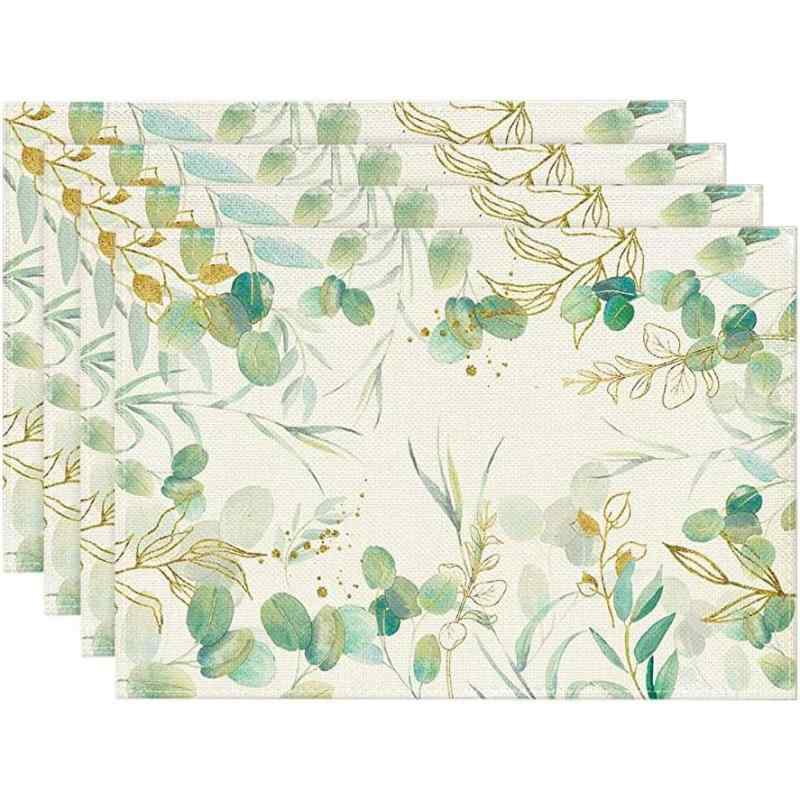 ランチョンマット イースター うさぎ 春 麻 ポリエステル 素材 30cm 45cm おしゃれ かわいい パーティ ダイニング キッチン 食卓 リビング 店舗用 デコレーション アメリカンスタイル(x4)