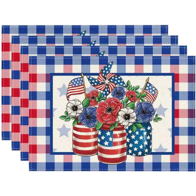 ランチョンマット リネン調 ポリエステル製 モダン シンプル 食卓用 テーブルマット プレイスマット パーティー キッチン アウトドア ダイニング デコレーション 洗える お手入れ簡単 30x45cm(x4)