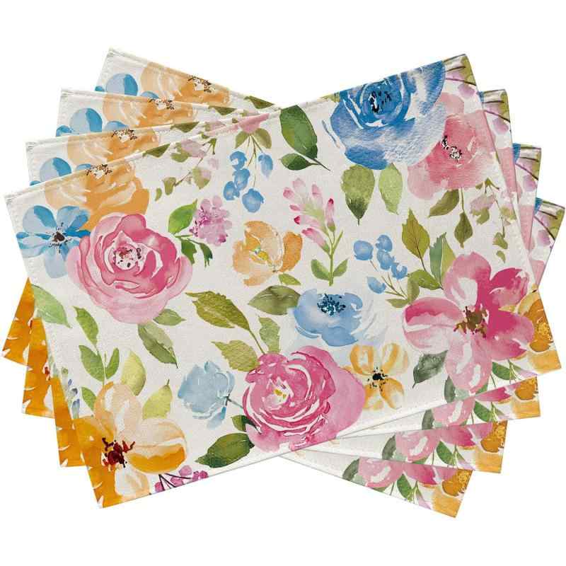 ランチョンマット リネン ポリエステル 春夏 パーティー キッチン アウトドア ダイニング リビング レストラン用 おしゃれ モダン シンプル テーブルマット 30x45cm 通気性 速乾性(x4)