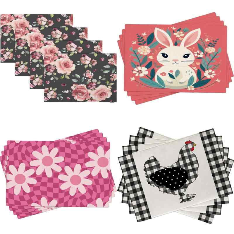 ランチョンマット リネン ポリエステル 花柄 プリント 春夏 季節感 キッチン ダイニング 食卓 リビング おしゃれ モダン シンプル 北欧風 テーブルウェア