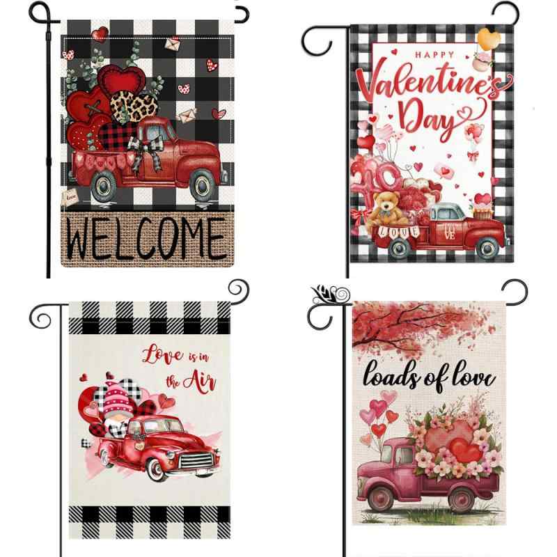 フラッグ ガーデンフラッグ 庭旗 麻 リネン製 丈夫 バレンタインデー クリスマス 冬 祝日 イベント 屋..