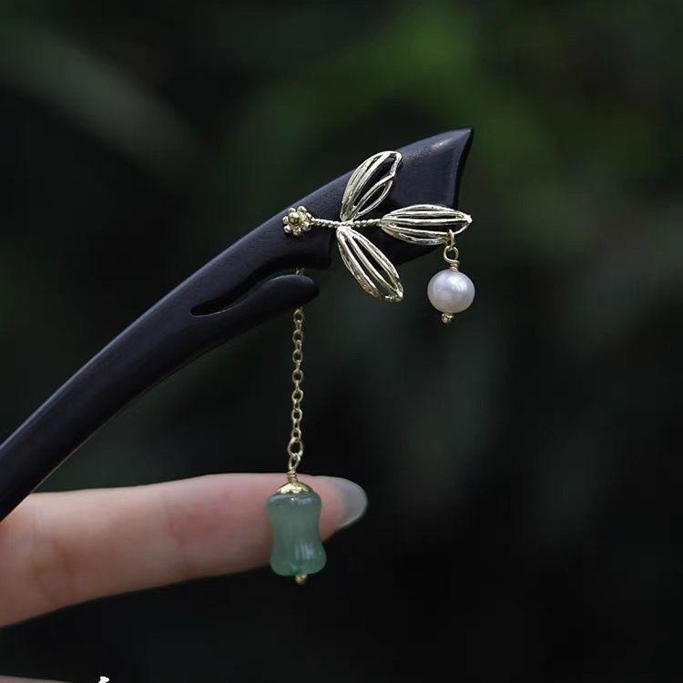 簪 レディース 黒檀 天然木 竹モチーフ 中国風 新古典 和風 シック 上品 涼しげ まとめ髪 夜会巻き 着物 浴衣 和装 普段使い ヘアアクセサリー