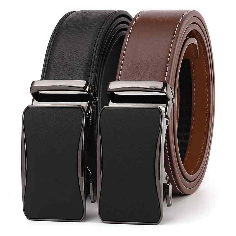 ベルト メンズ オートロック式 無段階調整 本革 牛革製 合金バックル ビジネス カジュアル シンプル 高級感 紳士用 通勤用 男性用 ブラック ブラウン レザーベルト