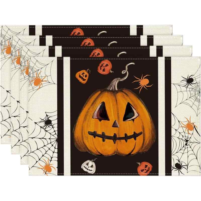 ランチョンマット テーブルクロス オールシーズン対応 おしゃれな リネン素材 通気性 速乾 洗える 正方形 アメリカンテイスト 30x45cm 食卓 キッチン ダイニング パーティー装飾(x4)