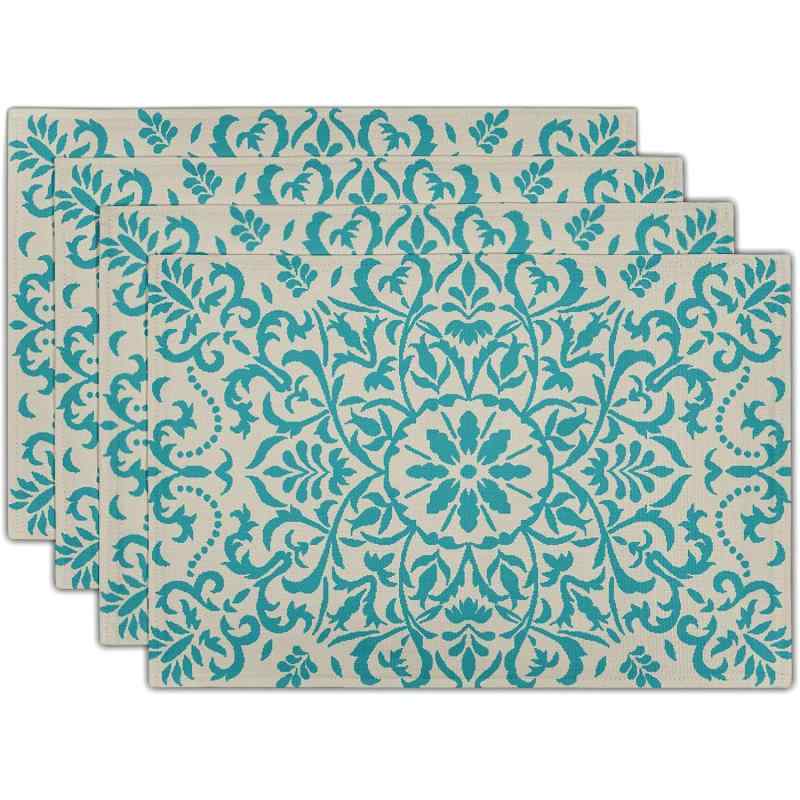 ランチョンマット ボヘミアンスタイル レトロ カントリー リネン調 ポリエステル キッチン ダイニングテーブル デコレーション ホームパーティー 食卓 おしゃれ(x4)