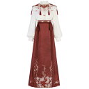 セットアップ レディース チャイナドレス風 漢服風 中華風 オリジナルデザイン 雲肩付き ボタン襟 ランタンスリーブ 長袖トップス 馬面裙 プリーツロングスカート ポリエステル エレガント