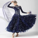 社交ダンスドレス レディース ゴッホ 星月夜風 刺繍 ラインストーン装飾 モダン スタンダード ワルツ 発表会 演奏会 エレガント 上品 華やか ワンピース ダ...