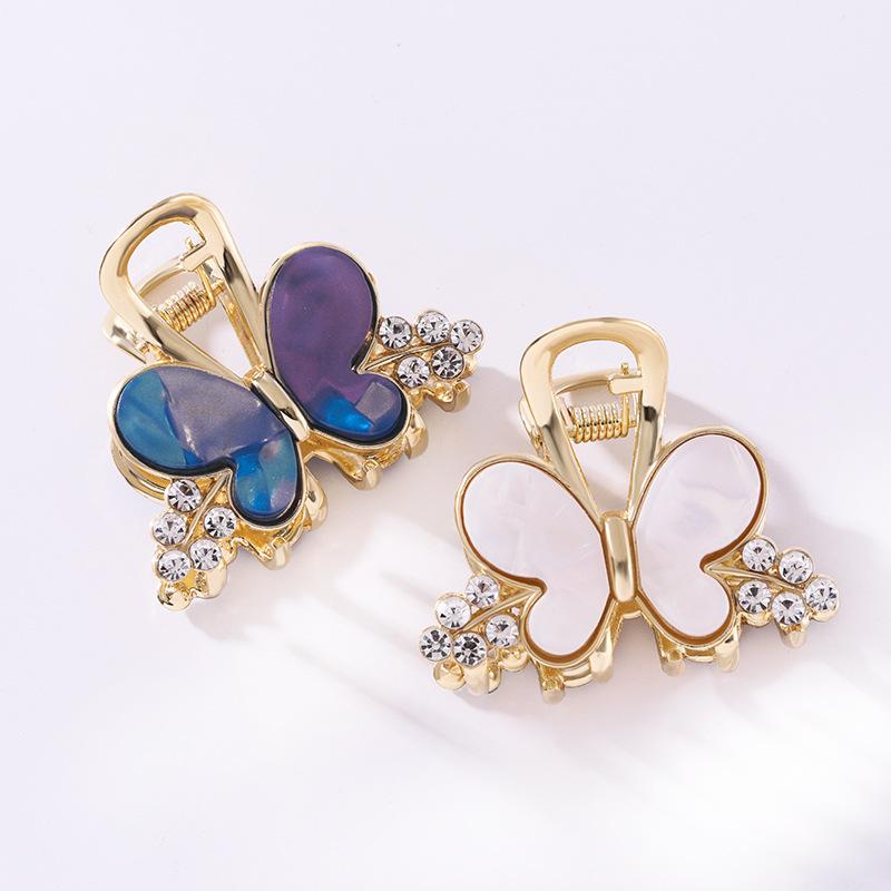 ヘアクリップ キッズ 女の子 小型 ミニ バンスクリップ アセテート 合金製 蝶 チョウモチーフ 前髪 サ..