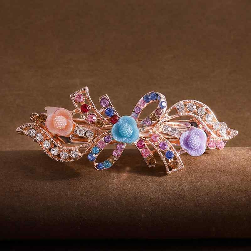 ヘアアクセサリー レディース 韓国風 大きいサイズ バネクリップ ポニーテールクリップ 合金製 手作り レトロ ヴィンテージ 薔薇 小花柄 カメリア 髪留め