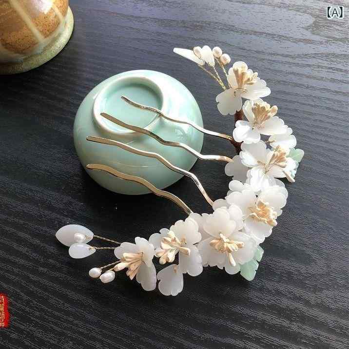 ヘアアクセサリー キッズ アンティーク調 瑠璃 花モチーフ 四本歯コーム かんざし ティアラ 優雅 華や..