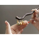 簪 キッズ 女の子 かわいい 木製 黒檀 シンプル 和風 古典 まとめ髪 お団子ヘア アップスタイル 髪飾り ミニチャーム付き チャイナドレス 浴衣 着物