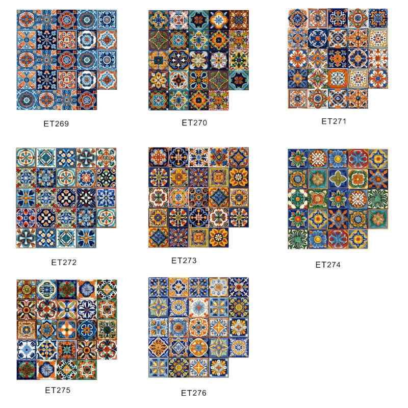 ウォールステッカー 防水 モロッコ風 レトロ 花柄 タイル リメイクシート DIY 粘着式 リビング キッチン 玄関 寝室 洗面所 トイレ インテリア 装飾 24枚セット