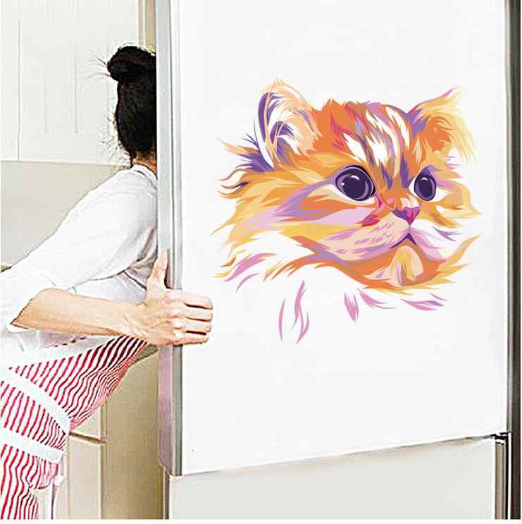 ウォールステッカー 猫 ねこ 表情 水彩画風 防水 剥がせる 賃貸OK 再剥離 PVC リビング 寝室 子供部屋 玄関 トイレ 洗面所 店舗 デコレーション おしゃれ モダン 防汚 壁紙シール インテリア 模様替え