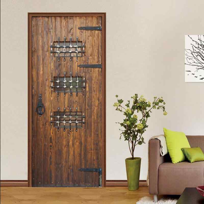 ドアステッカー 防水 防油 貼ってはがせる レトロ 木目調 ウエスタン カントリー風 アンティーク調 西部開拓時代 風景 DIY おしゃれ ドアリメイクシート インテリア