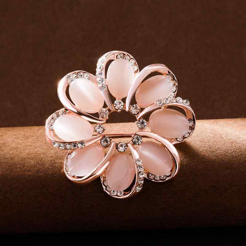 ブローチ レディース レトロ キャッツアイ 花柄 高級感 多機能 2WAY ジャケット スーツ アウター用 ア..