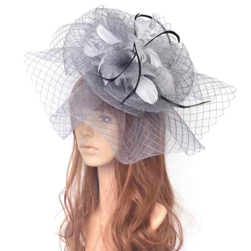 ヘッドドレス レディース レトロ 華やか ゴージャス ハンドメイド フェザー フラワー チュール ベール ..