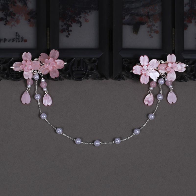 ヘアクリップ キッズ 女の子 かわいい レトロ フラワー パール 手作り 普段使い 合わせやすい ピンク ..