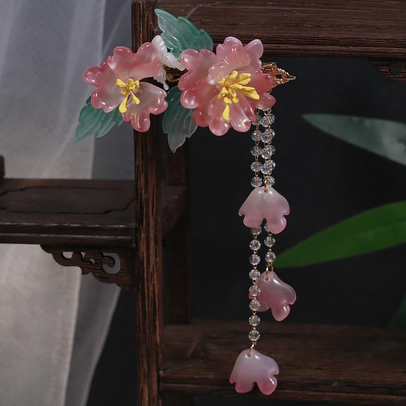 ヘアクリップ レディース 中華風 漢服 古風 スイカレッド 清楚 かわいい 普段使い イベント 和装 浴衣 ..