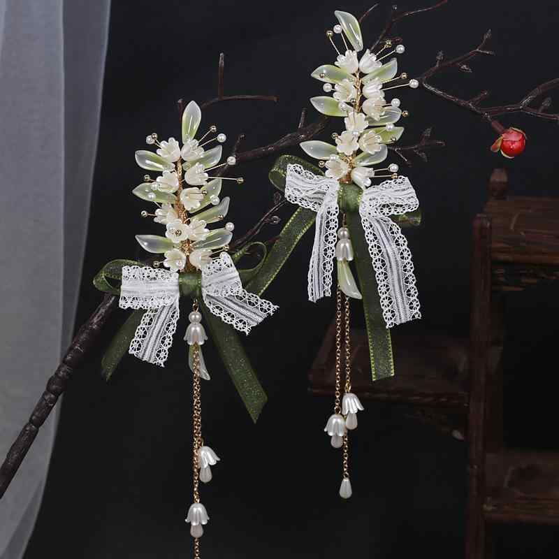髪飾り レディース 揺れる タッセル スズラン モチーフ エレガント 清楚 上品 漢服スタイル 古典衣装 ..