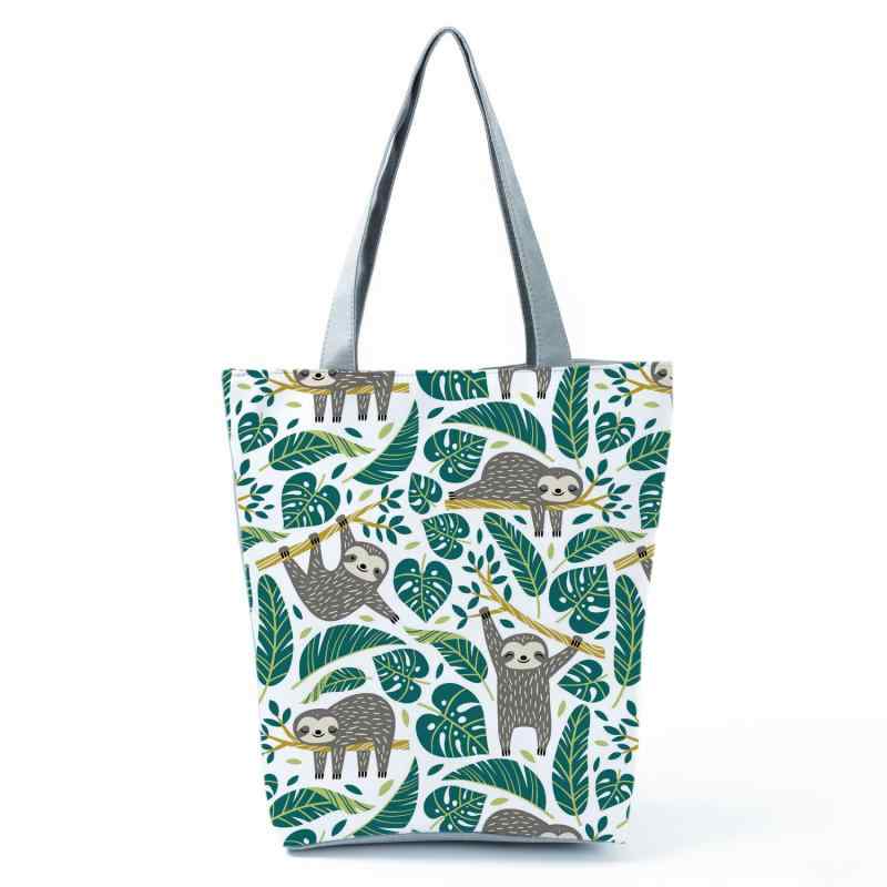 トートバッグ レディース A4対応 ファスナー付き 通勤 通学 学生 普段使い ナマケモノ柄 カートゥーン ..