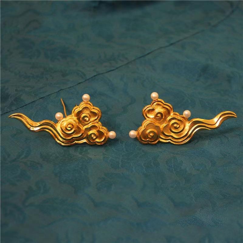 かんざし レディース 和風 レトロ 祥雲 貝パール 宋風 ヘアアクセサリー 鬢飾り 髪飾り 女性向け 銅製 エレガント 上品