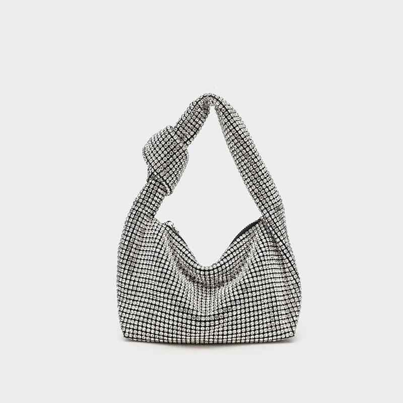 バケツバッグ レディース 高品質ラインストーン チェーンバッグ ハンドバッグ 斜め掛け ショルダーバッグ ねじりハンドル ロック金具 PUレザー ソフト ファスナー開閉 ミディアムサイズ レトロ 大人可愛い